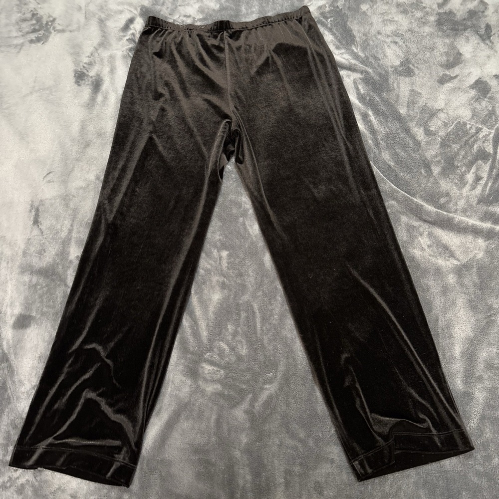Laura Ashley Black Velvet Pants Womens S Wide Leg Pull On Elevated Minimalist - Picture 2 of 6